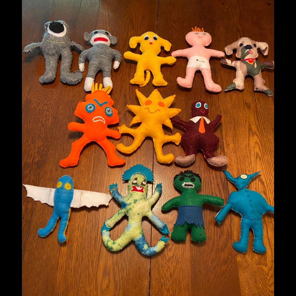 12 handcrafted stuffed doll,monkey,animals soft plush toys.